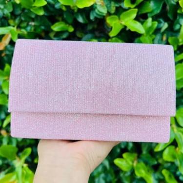 Imagem de Bolsa Festa Elegante, Clutch com Corrente Dourada, Preta e Prata, 17x10x6 cm, para Casamentos, Formaturas, Eventos (Rosa)