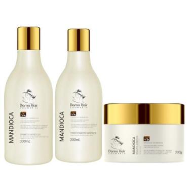 Imagem de Kit Home Care Mandioca Dama Hair Tratamento Capilar Intensivo Cabelos 