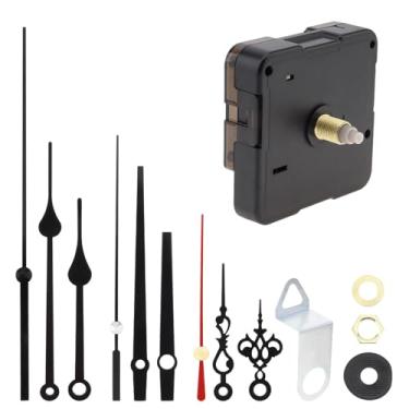 Imagem de MovFlax Mecanismo de movimento silencioso do relógio operado por bateria de quartzo para reparo de relógio/DIY com 3 pares de ponteiros pretos (preto, 16 mm (5/20.3 cm) comprimento do eixo-8 mm (5