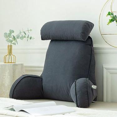 Imagem de Almofada de leitura para cama, almofada de apoio lombar, multifuncional, sofá e cabeceira almofada de leitura, suporte para as costas, descanso para adultos, almofada para jogar jogos, leitura