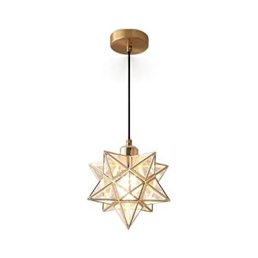 Imagem de Luminária pendente E27 Nordic Moravian Star com abajur de PVC abajur de teto pendurado lustre para corredor corredor escada entrada