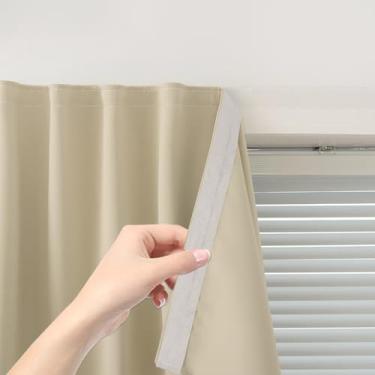 Imagem de Sovtfides Cortinas blackout portáteis autoadesivas para quarto, fácil de instalar, cortinas de janela térmicas, escurecimento de sala de cozinha, 119 cm L x 243 cm C, bege, 1 painel