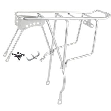 Imagem de Dynwave Suporte de bagageiro traseiro para bicicleta, versátil, com capacidade para 250 kg, resistente, para banco traseiro de bicicleta, para ciclismo de, Prata