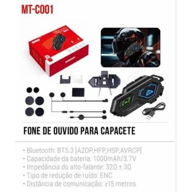 Imagem de FONE BLUETOOTH PARA CAPACETE DE MOTO TOMATE MT-C001 - Conectividade Bl