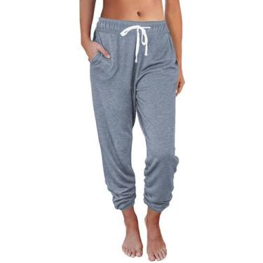 Imagem de Calça de moletom feminina AUTOMET Lounge Pijama Joggers Greyblue S