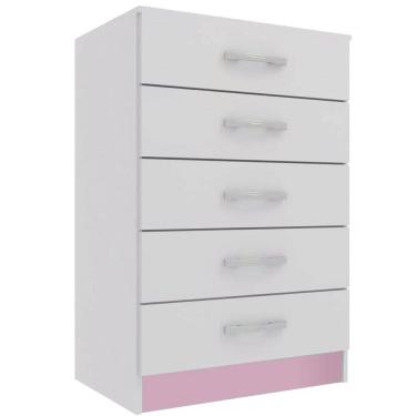 Imagem de Cômoda Maxi com 5 Gavetas Evidência Móveis Cor Rosa