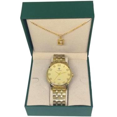 Imagem de Kit Relógio Feminino Tuguir Analógico 2122 - Dourado TG35051 - TUGUIR 