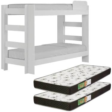 Imagem de Kit Beliche Florida com 2 Colchões Solteiro D20 88x188 Cor Branco