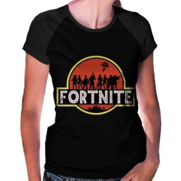 Imagem de Camiseta Raglan Baby Look Fortnite Jurassic Park Ref:713 - smoke, Pret