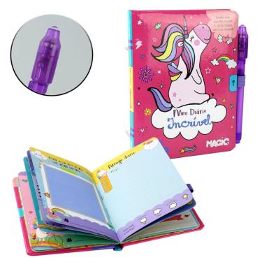Imagem de Diário Secreto 48 FL com Caneta Mágica P Unicórnio - Tudo em Caixa