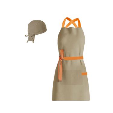 Imagem de Avental e Bandana Bege Laranja Chef Cozinha Bistro Bar