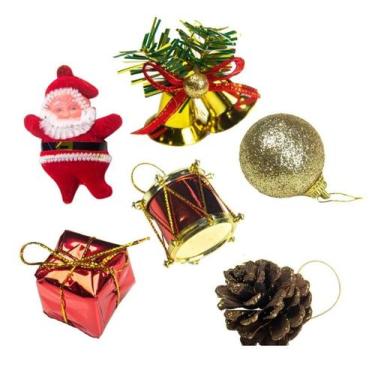 Imagem de Enfeite de Natal Sortido em Tubo - Conjunto de 6 Peças para Brilhar na