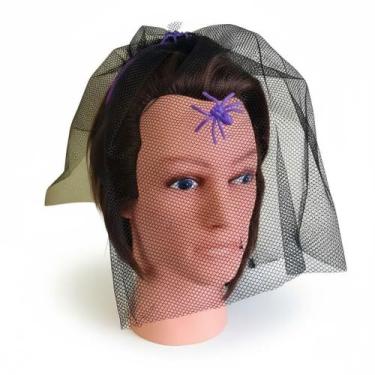 Imagem de Fantasia Halloween Tiara Viúva Véu c/ aranha Adulto/infantil - 0001554