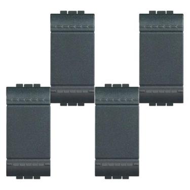 Imagem de Kit 4 Pulsador Living Light Preto 10A 250V Bticino Pial
