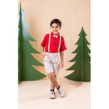 Imagem de Conjunto Infantil Miss Cherry Henry Vermelho com Suspensório Bege, Equ