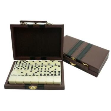 Imagem de Domino profissional 28 pecas osso com maleta luxo jogo estojo caixa co