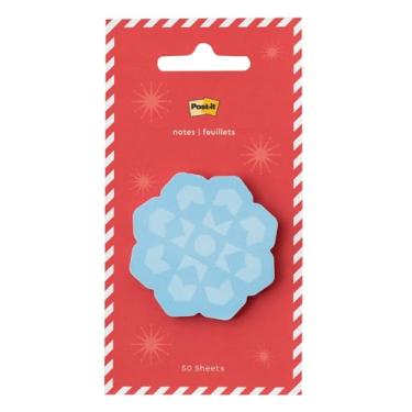 Imagem de Post-it Notas adesivas Jingle, design de floco de neve, 5 cm x 5 cm, 1 bloco de notas pegajoso fofo em forma de floco de neve com 50 folhas