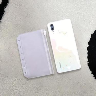 Imagem de 5 bolsos para fichário A7 com zíper, carteira A7, sacos de arquivamento de documentos à prova d'água, organizador de dinheiro de envelopes