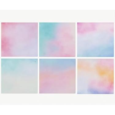 Imagem de 6 peças de notas adesivas em aquarela gradiente fofas 7,6 x 7,6 cm, blocos de notas autoadesivos para mesa de escritório, lembretes de casa, agenda de professores, 30 folhas por bloco, blocos de