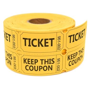 Imagem de Rolo duplo de 500 bilhetes de sorteio amarelo, com nome e número de telefone, para sorteio, eventos, sala de aula, entrada, recompensa de classe e prêmio de porta