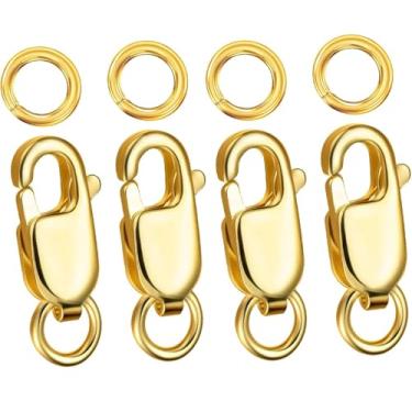 Imagem de Fecho de garra de lagosta grande com anéis fechados de colar de ouro e prata para fabricação de joias