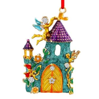 Imagem de Castelo de princesa, enfeites de Natal, lembrança de castelo de metal, enfeites de árvore de Natal, presentes para crianças, meninas, meninos e mulheres