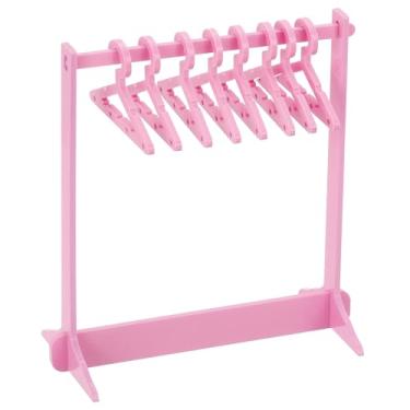 Imagem de 1 conjunto de suporte de brinco com 8 cabides, suporte organizador de brincos de acrílico, mini cabides de casaco, suporte de exibição de brincos, suporte transparente para brincos longos, rosa