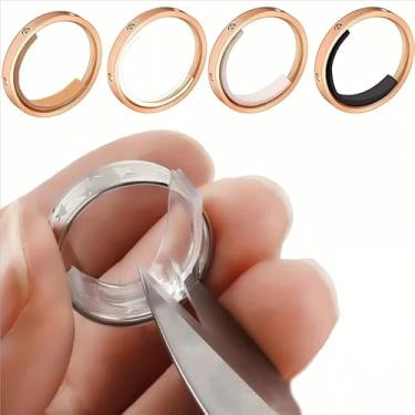 Imagem de 4 peças de adesivos invisíveis de EVA com ajuste de tamanho de anel para anéis soltos transparentes, branco, redimensionador de dedo, ferramentas de joias