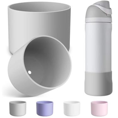 Imagem de Bota de silicone para garrafa de água Owala 1,134 g, capa protetora antiderrapante para garrafas de água de aço inoxidável - cinza