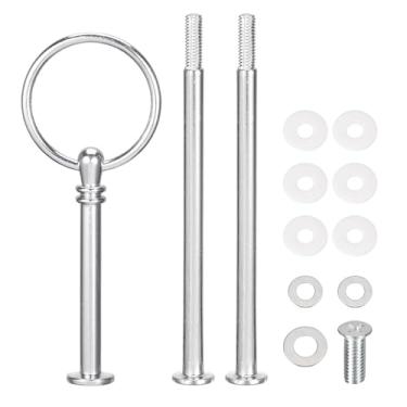 Imagem de Generic Cabo de suporte de bolo de prata redondo de 3 camadas, 1 conjunto - 3 peças x varetas com peças de montagem