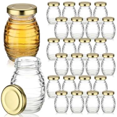 Imagem de Baderke 24 minifrascos de mel de 100 ml, lembrancinhas de festa, pequeno pote de mel de vidro com tampas, frascos de vidro vazios para chá de bebê, casamento, chá de panela e lembrancinhas de festa de