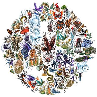 Imagem de 50 peças, animal, inseto, flor, criatura marinha, fantasia, PVC, adesivos, brinquedo, colorido, realista, selva, peculiar, mágico, engraçado, adesivos para celular, laptop, scrapbook, bicicleta