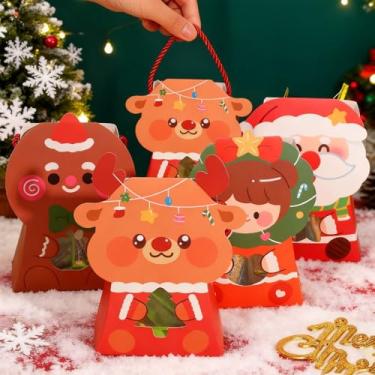 Imagem de 3 pçs/conjunto de caixa de embalagem dobrável de biscoito doce de Natal 2026 festa de aniversário casamento natal ano novo caixas de presente (aleatória, 15,5 x 12 cm)