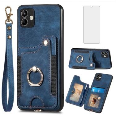 Imagem de Asuwish Capa de telefone para Samsung Galaxy A04 capa carteira com protetor de tela de vidro temperado e alça de pulso RFID suporte de cartão de crédito anel acessórios para celular Ao4 A 04 4G