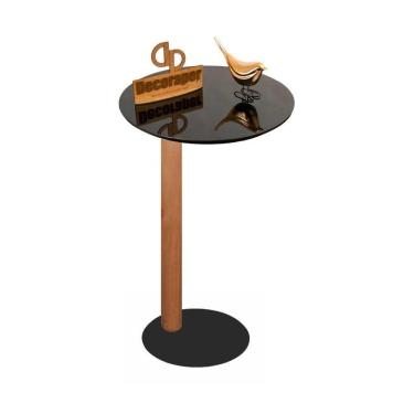Imagem de Mesa De Apoio Monopé Para Sofá Redonda Preta 35x70 Cm