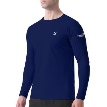 Imagem de Camisa de natação Roadbox UPF 50+, manga comprida, slim fit, azul mari