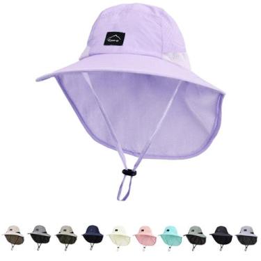 Imagem de Chapéu ZOORON Chapéu de sol infantil com aba de pescoço UPF 50+ roxo