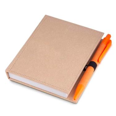 Imagem de Caderno com Caneta 13x11cm – Bloco de Anotações Reciclado com 100 Folhas, Sticky Notes e Capa Dura | Material de Escritório Corporativo Sustentável (Rosa)