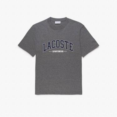 Imagem de Camiseta Lacoste de Algodão, Cinza mescla, 2XL