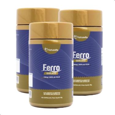 Imagem de Ferro Quelato 34mg (243% V.D.) (3 und. 360 cápsulas)
