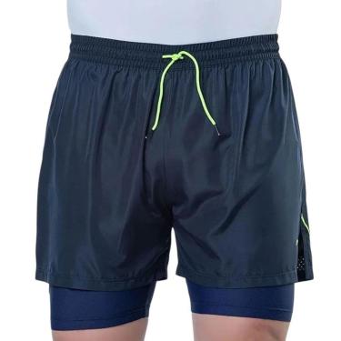 Imagem de Short Elite Duplo Running Masculino - Marinho e Verde P-Masculino