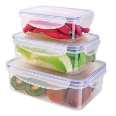 Imagem de Pote De Marmita Euro Kit 3 Pças Azul Pode Ir Ao Microondas - Euro Home