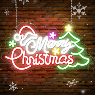 Imagem de shellspace Placa neon de Feliz Natal, placa de néon de desenho animado, placa de vídeo neon de LED para iluminação de parede para quarto, festa em casa, decoração de luz de parede neon para presente