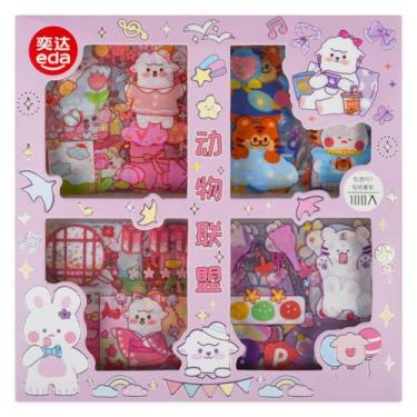 Imagem de Adesivos de scrapbook fofos de animais kawaii - 100 folhas de desenho animado, adesivos transparentes para junk journal, scrapbooking, colagem, agenda, agenda, agenda, caderno, faça você mesmo