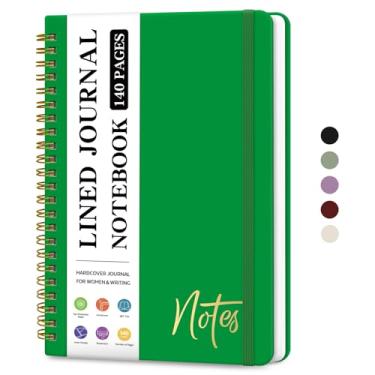 Imagem de ZOTIA Caderno de diário espiral forrado para mulheres, diários pautados pela faculdade A5 para escrever, cadernos de capa dura para trabalho, anotações e material escolar de escritório, 140 páginas