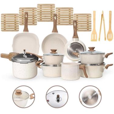 Imagem de Jogo Panela 17 Pç Indução Cerâmico Antiaderente 4Mm- Vanilla