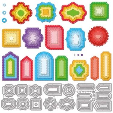 Imagem de GLOBLELAND Matrizes de corte de etiquetas vintage para fazer cartões, marcadores, cortes de renda, estênceis para bricolagem em relevo, scrapbooking, artesanato, decoração de papel