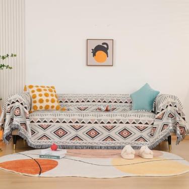 Imagem de Cobertor com estampa asteca Boho macio sherpa tradicional sudoeste navajo estilo tribal para acampamento ao ar livre leve cobertor boêmio aconchegante para sofá cama 177,8 cm x 228,6 cm branco boho