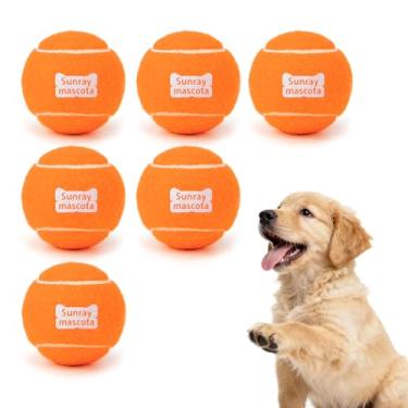 Imagem de Sunraymascota Bolas de tênis para cães de 6,3 cm, pacote com 6, salto silencioso, núcleo de borracha resistente, brinquedos de busca e treinamento duráveis para brincadeiras internas/externas, para