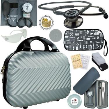 Imagem de Kit Bic Enfermagem Aparelho Pressão Estetoscopio Duplo, ETERNITY CINZA